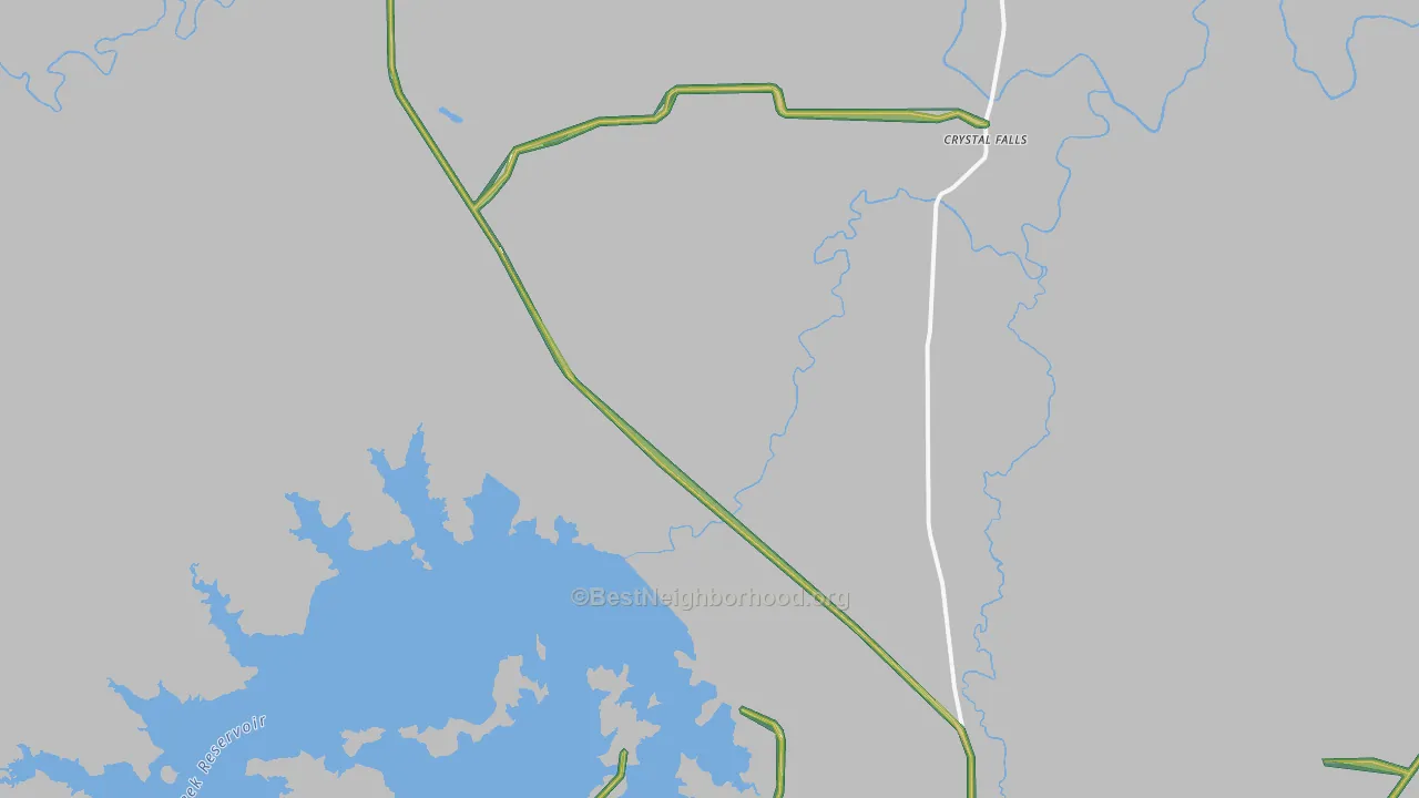 Crystal Falls, TX Map of Noise Levels in Crystal Falls