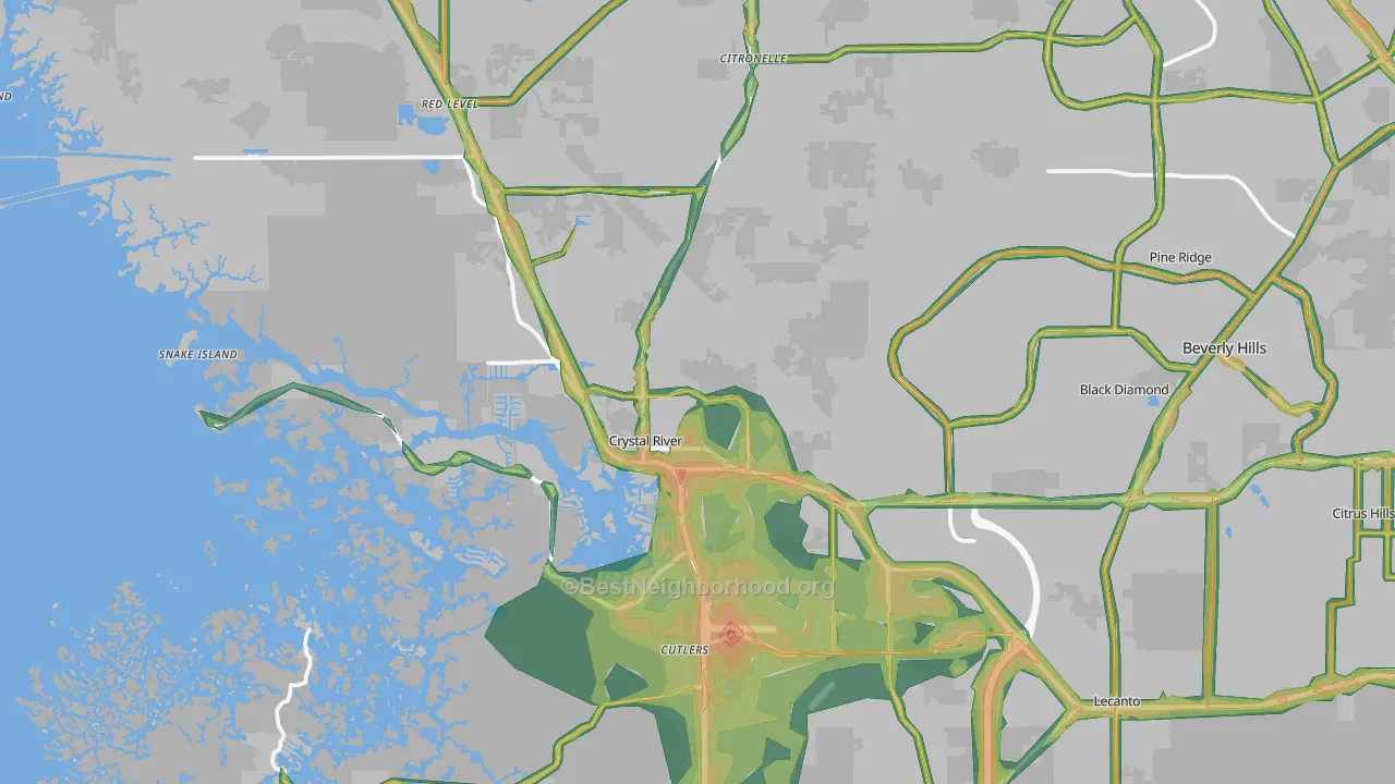 Crystal River, FL Map of Noise Levels in Crystal River