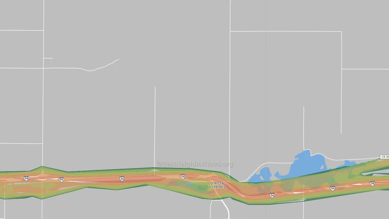 Crystal Springs, ND Map of Noise Levels in Crystal Springs