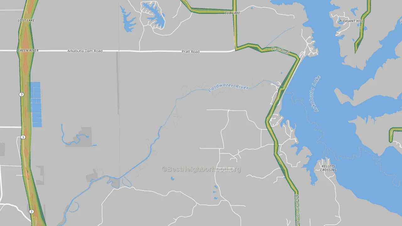 Cub Lake, MS Map of Noise Levels in Cub Lake