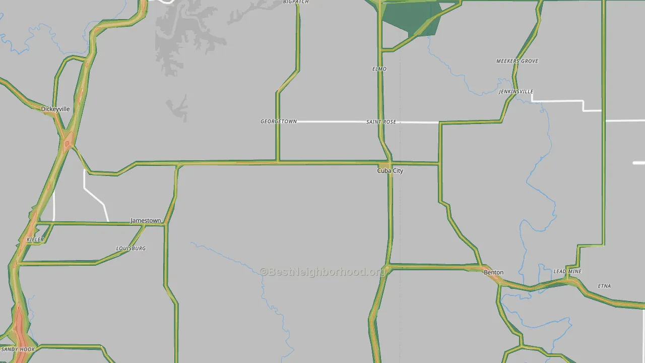 Cuba City, WI Map of Noise Levels in Cuba City