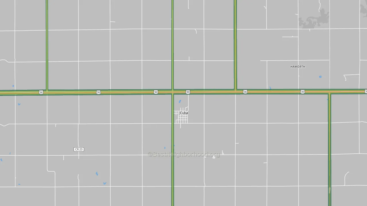 Cuba, KS Map of Noise Levels in Cuba