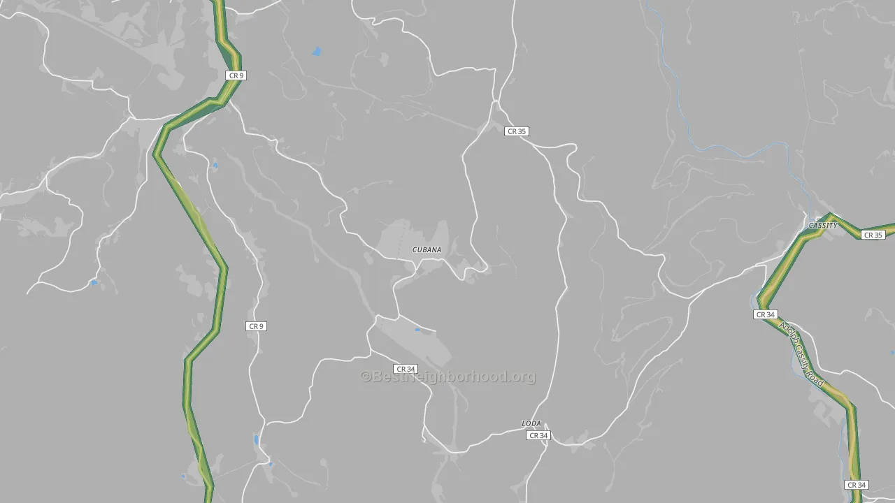 Cubana, WV Map of Noise Levels in Cubana