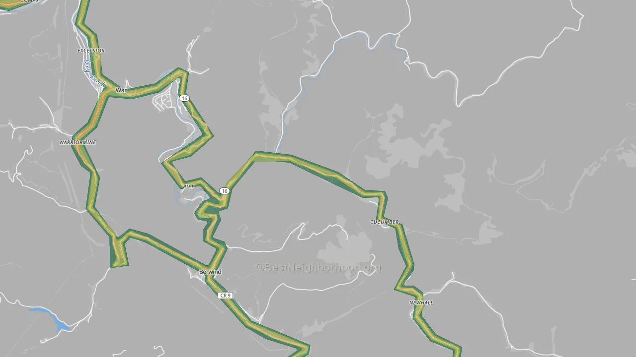 Cucumber, WV Map of Noise Levels in Cucumber