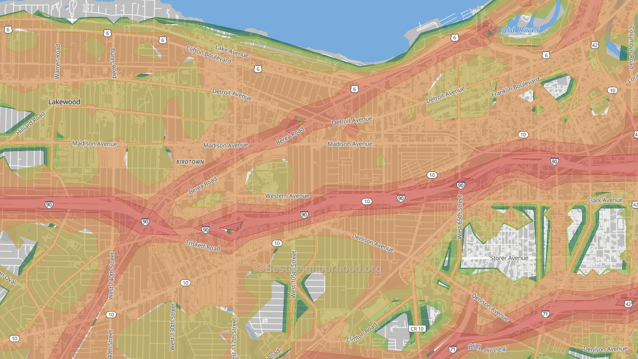 Cudell, Cleveland, OH Map of Noise Levels in Cudell