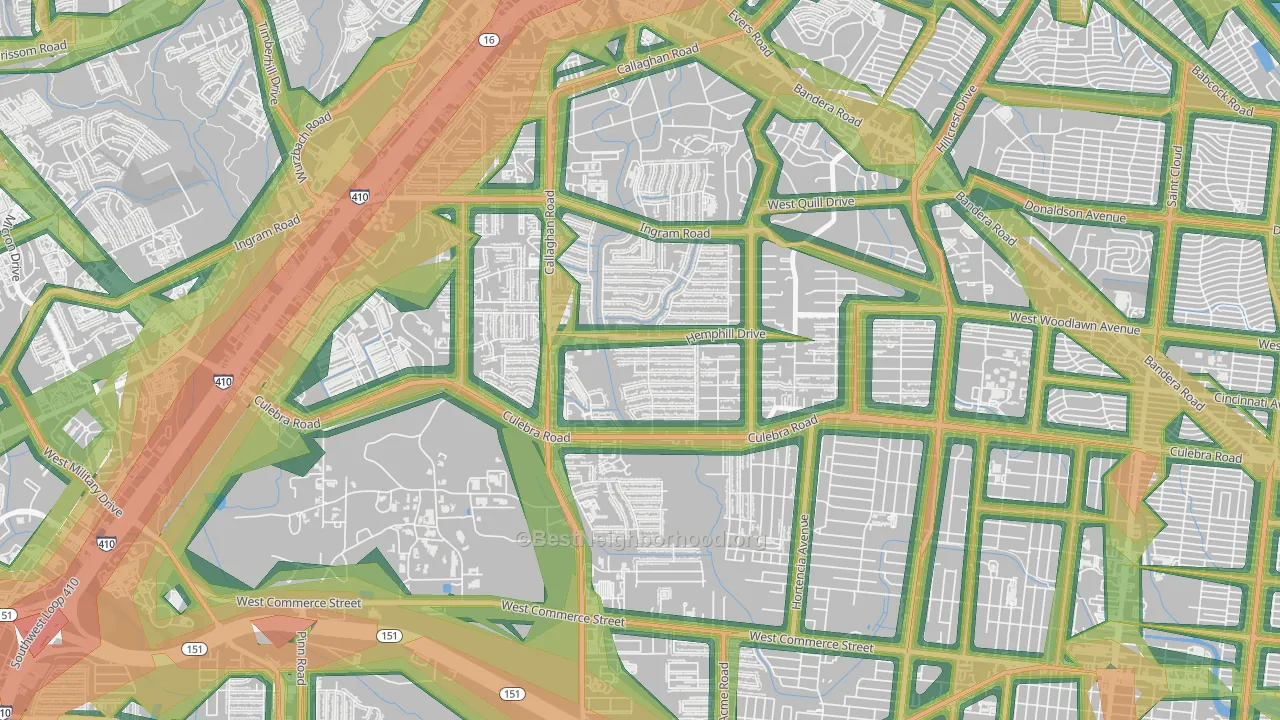 Culebra Park, San Antonio, TX Map of Noise Levels in Culebra Park
