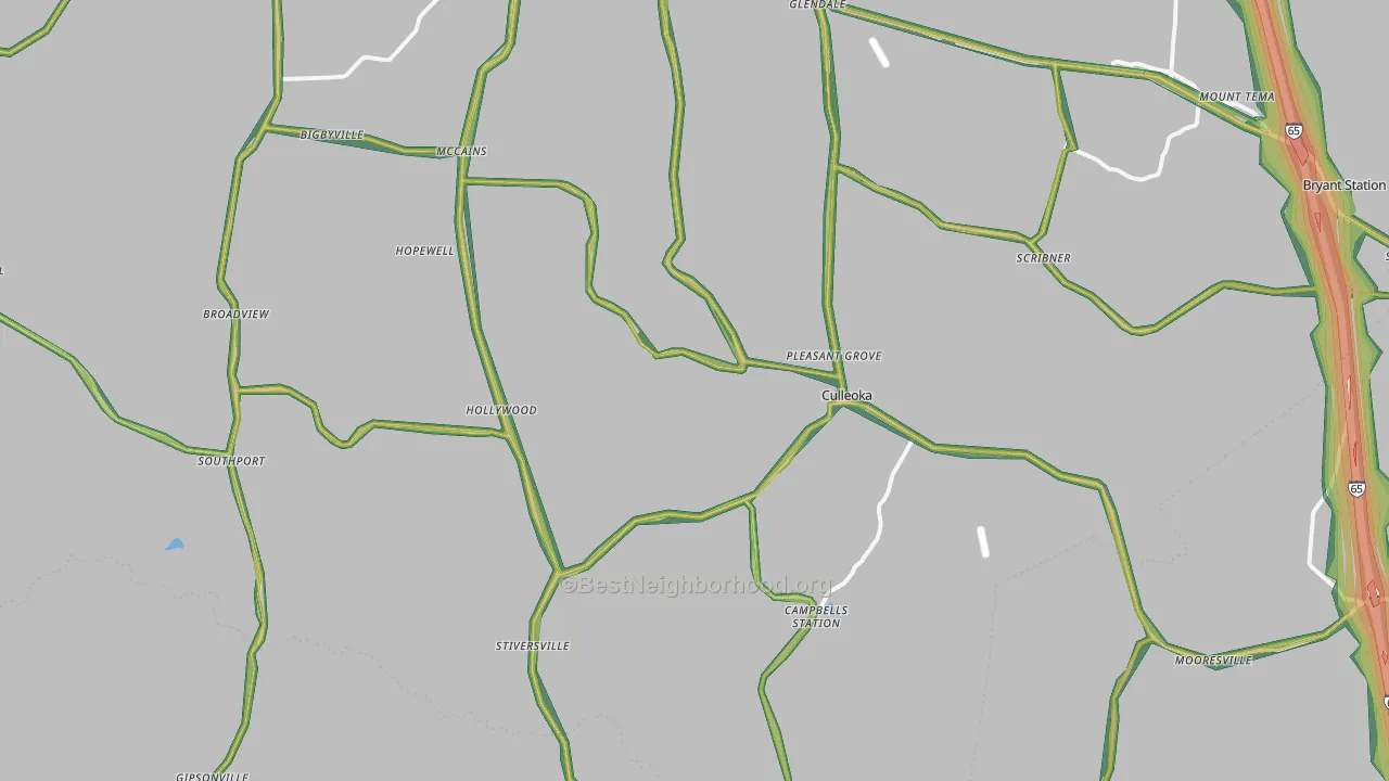 Culleoka, TN Map of Noise Levels in Culleoka