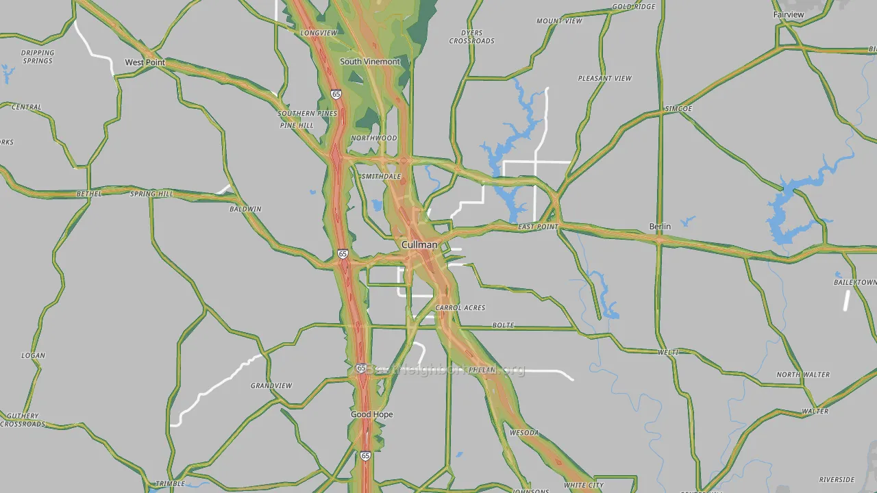 Cullman, AL Map of Noise Levels in Cullman