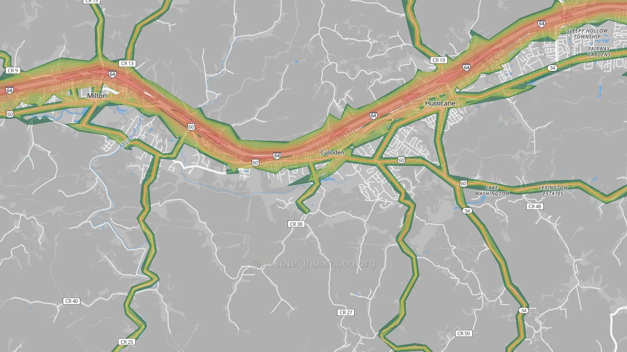 Culloden, WV Map of Noise Levels in Culloden