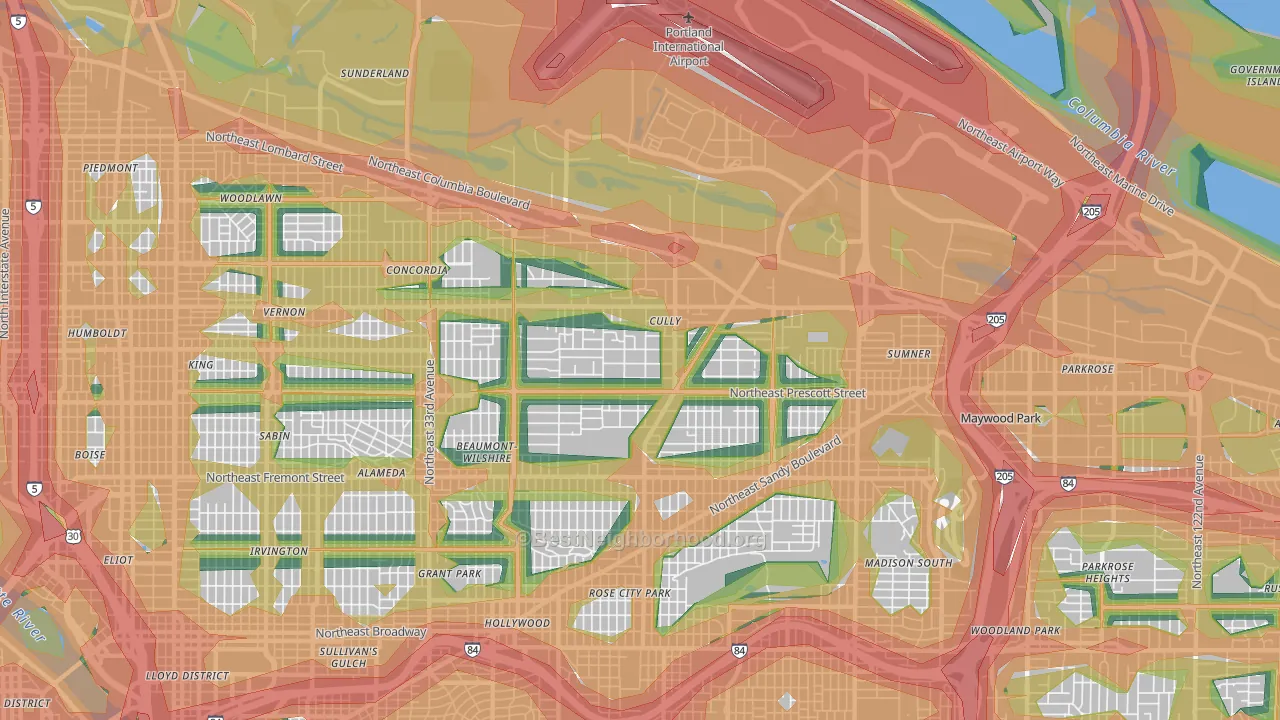 Cully, Portland, OR Map of Noise Levels in Cully