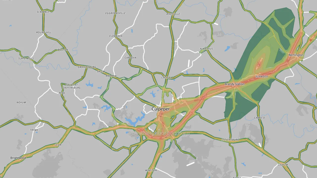 Culpeper County, VA Map of Noise Levels in Culpeper County