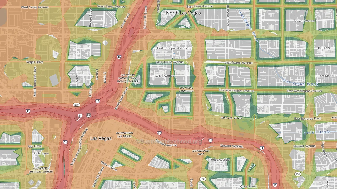 Cultural Corridor, Las Vegas, NV Map of Noise Levels in Cultural Corridor