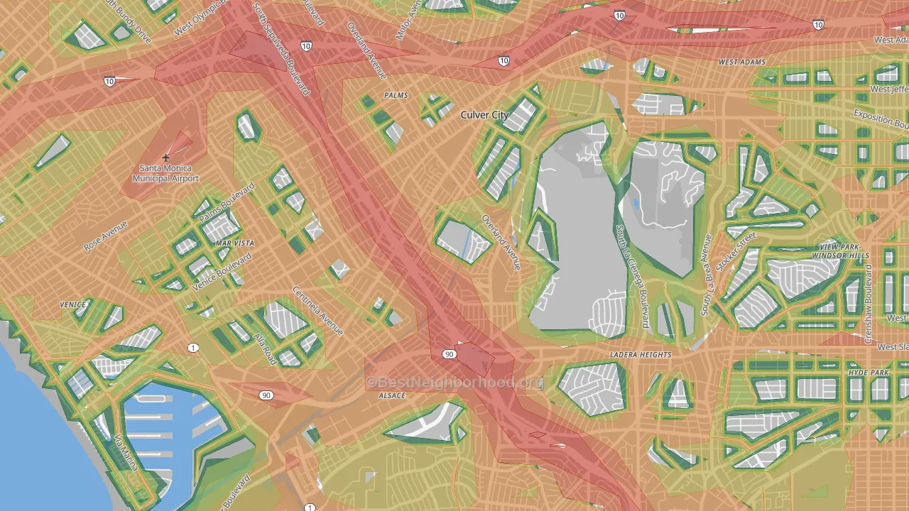 Culver City, CA Map of Noise Levels in Culver City