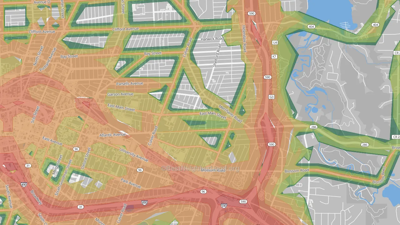 Culver-Winton, Rochester, NY Map of Noise Levels in Culver-Winton