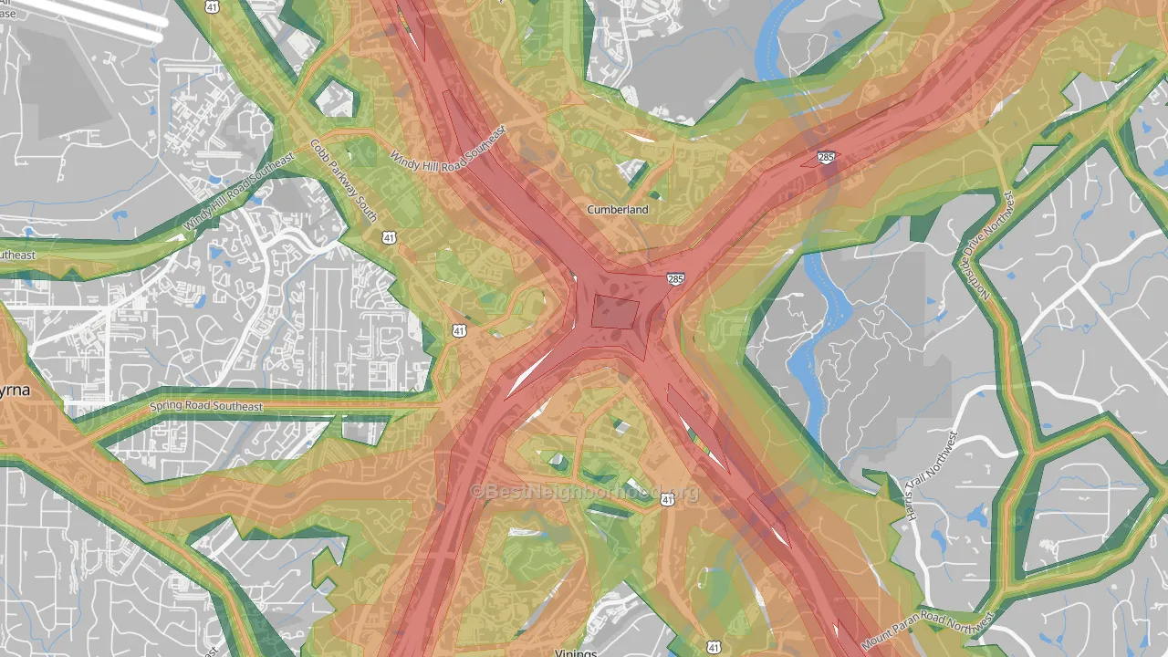 Cumberland, Atlanta, GA Map of Noise Levels in Cumberland