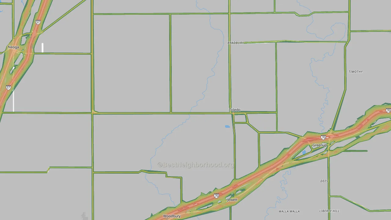 Cumberland County, IL Map of Noise Levels in Cumberland County