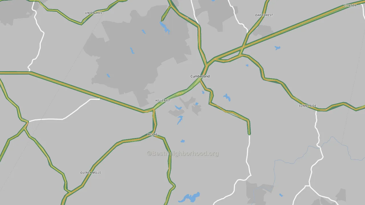 Cumberland County, VA Map of Noise Levels in Cumberland County