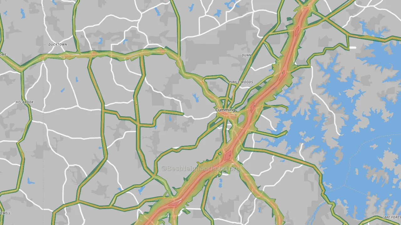 Cumming, GA Map of Noise Levels in Cumming