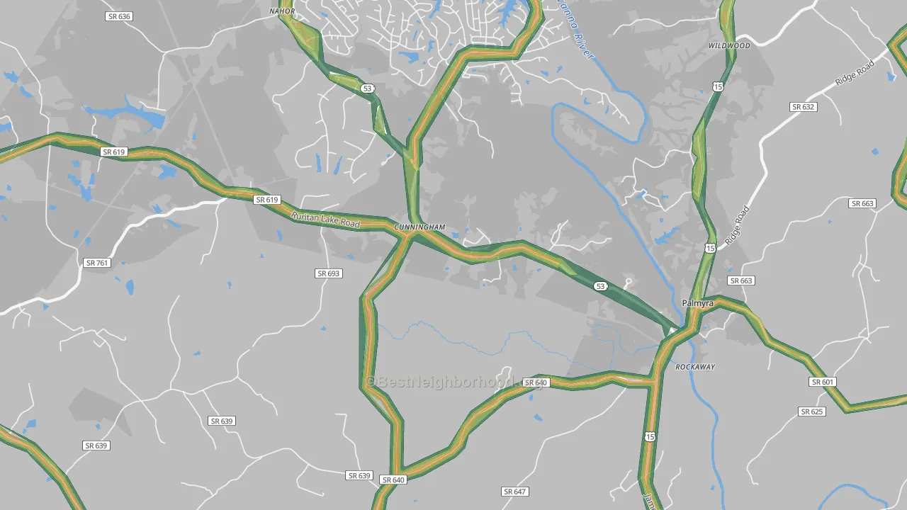 Cunningham, VA Map of Noise Levels in Cunningham