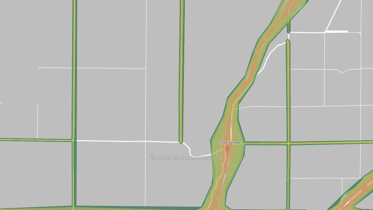 Cunningham, WA Map of Noise Levels in Cunningham