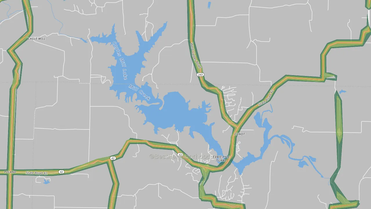 Cunot, IN Map of Noise Levels in Cunot