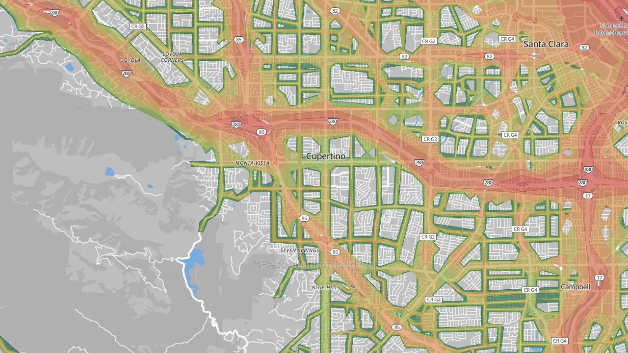 Cupertino, CA Map of Noise Levels in Cupertino