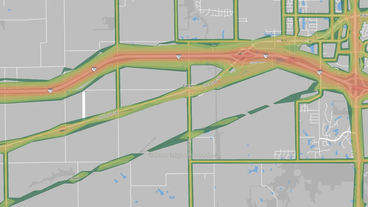 Curran, IL Map of Noise Levels in Curran