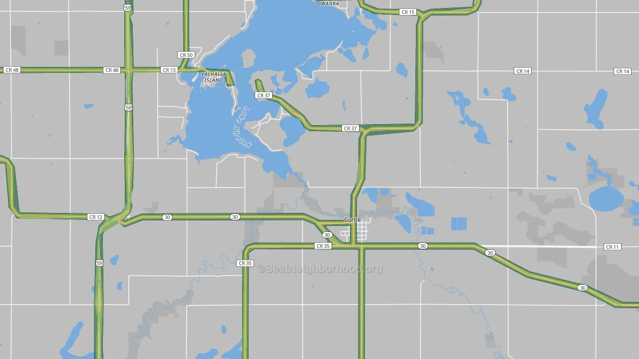 Currie, MN Map of Noise Levels in Currie