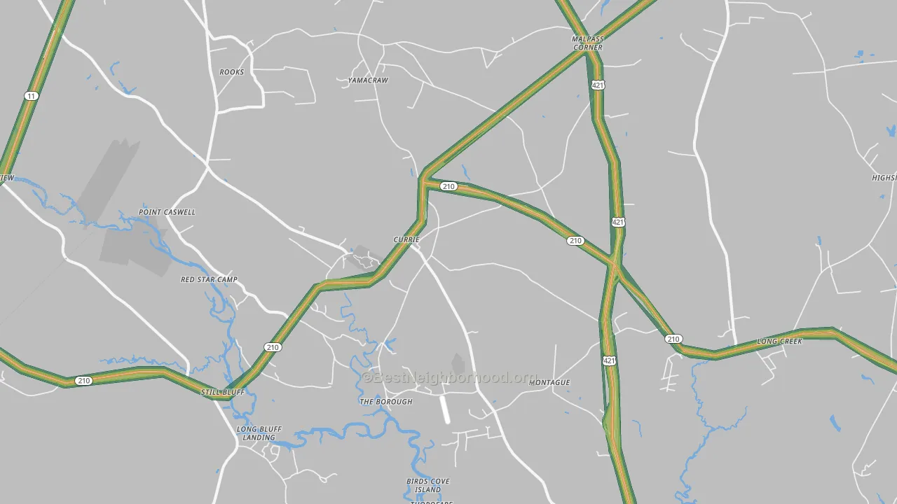 Currie, NC Map of Noise Levels in Currie