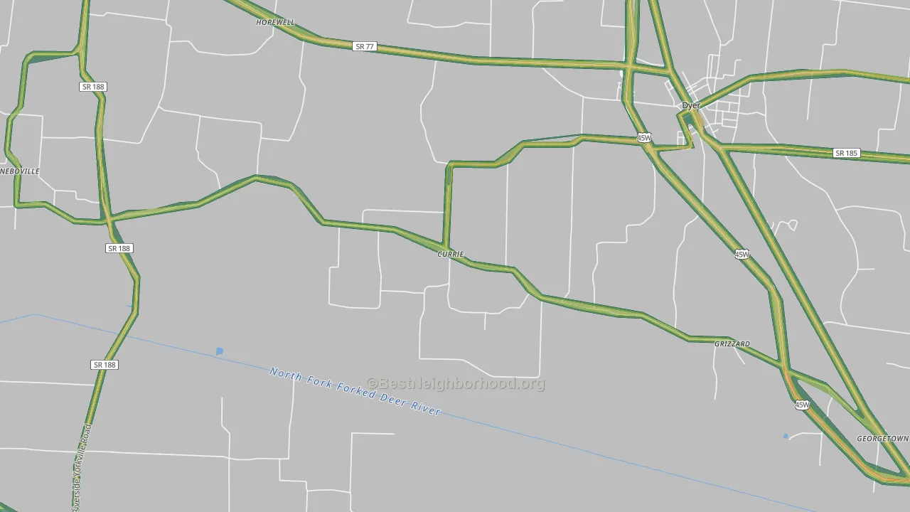 Currie, TN Map of Noise Levels in Currie