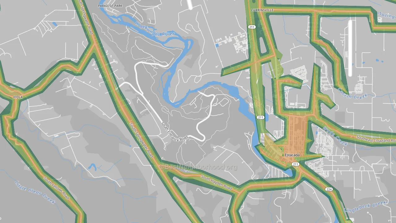 Currinsville, OR Map of Noise Levels in Currinsville