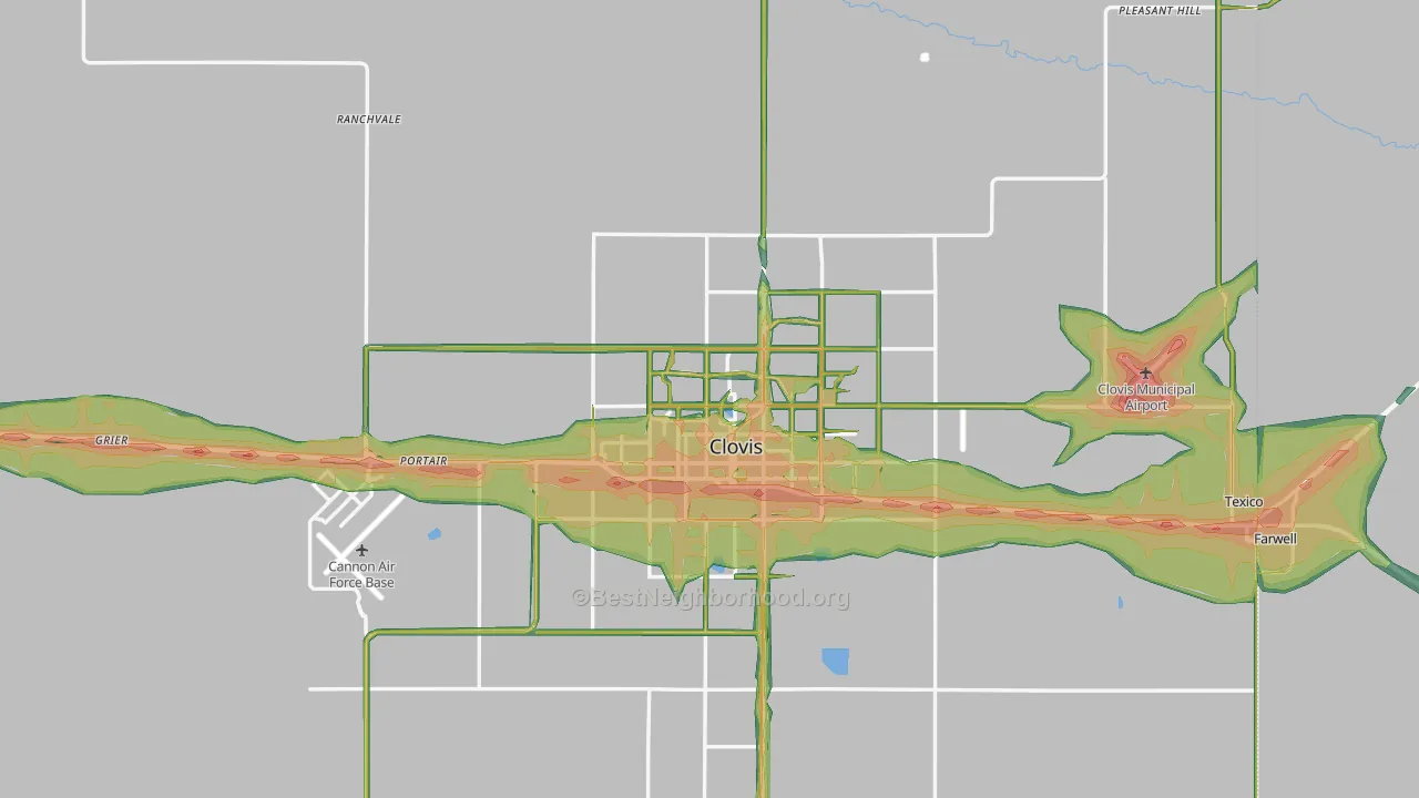 Curry County, NM Map of Noise Levels in Curry County