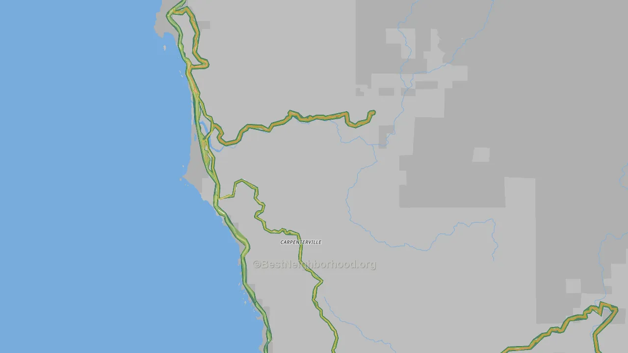 Curry County, OR Map of Noise Levels in Curry County