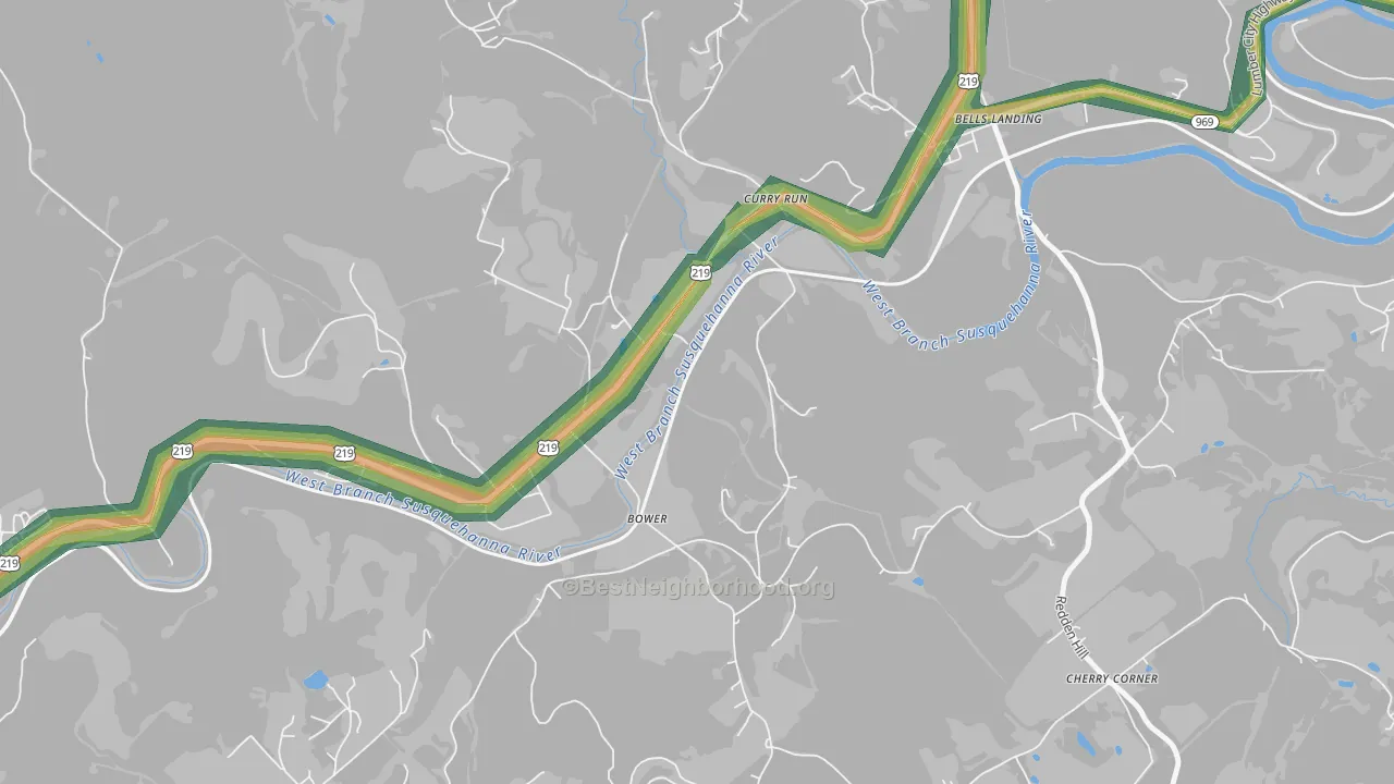 Curry Run, PA Map of Noise Levels in Curry Run