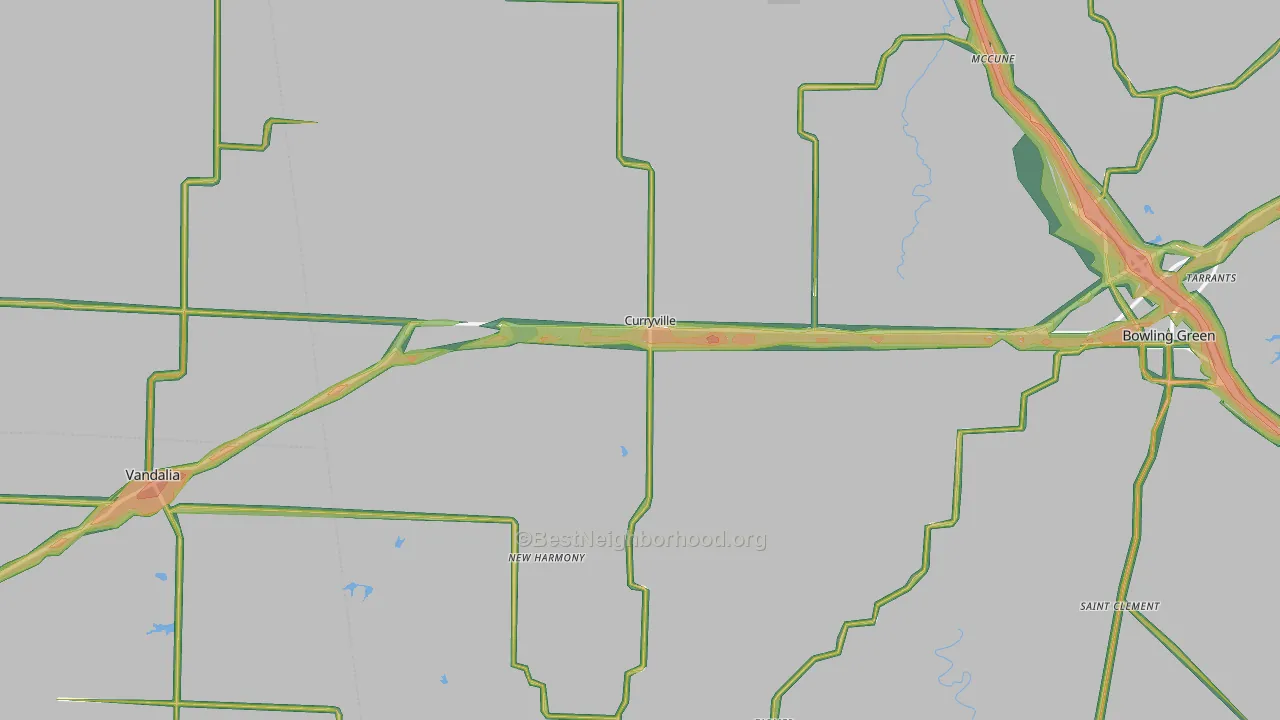 Curryville, MO Map of Noise Levels in Curryville