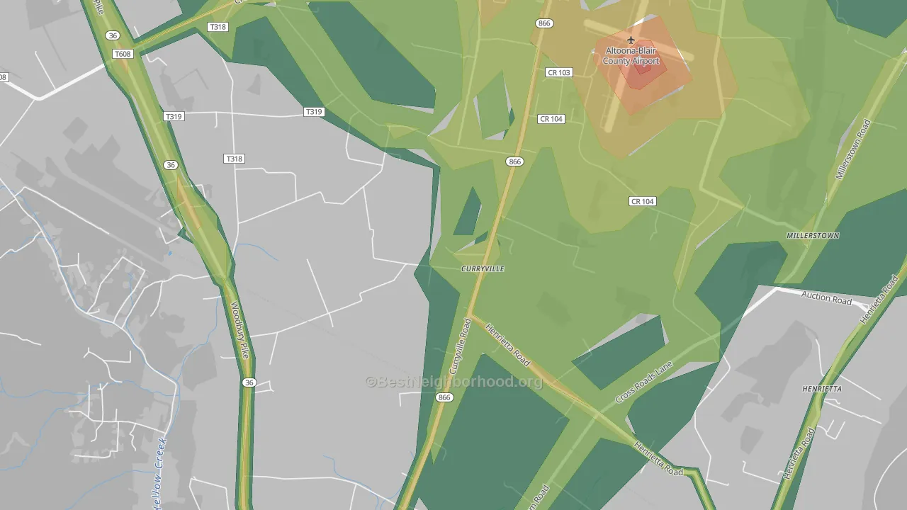 Curryville, PA Map of Noise Levels in Curryville