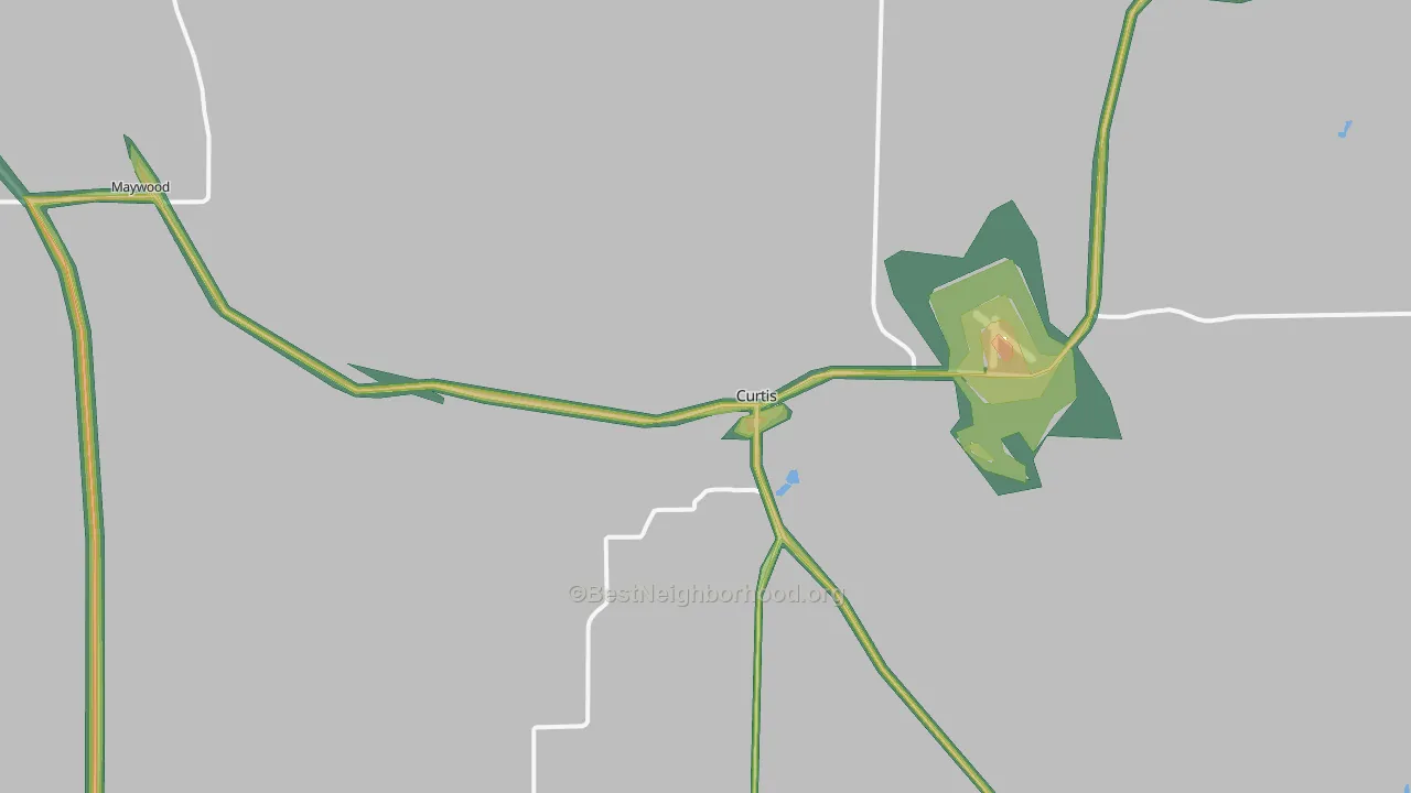 Curtis, NE Map of Noise Levels in Curtis
