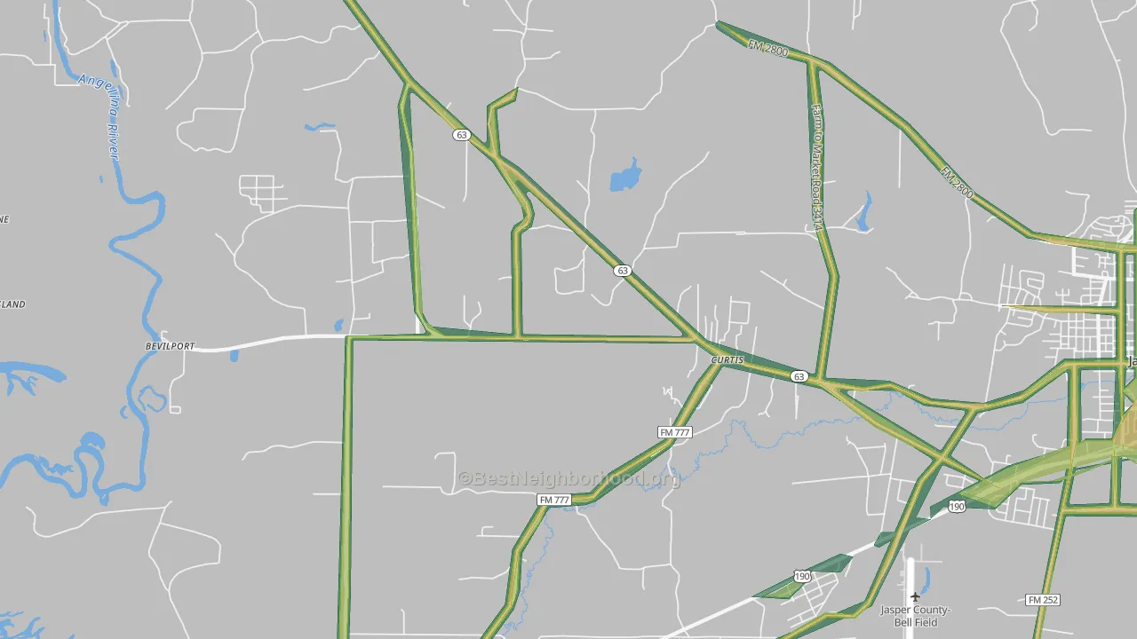 Curtis, TX Map of Noise Levels in Curtis