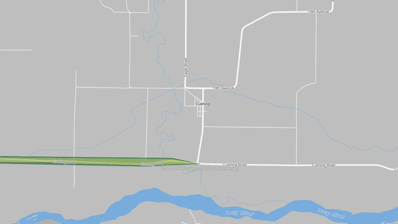 Cushing, NE Map of Noise Levels in Cushing