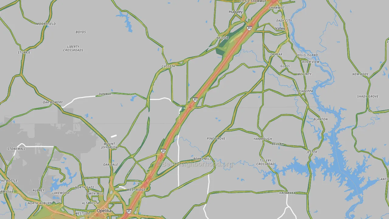 Cusseta, AL Map of Noise Levels in Cusseta