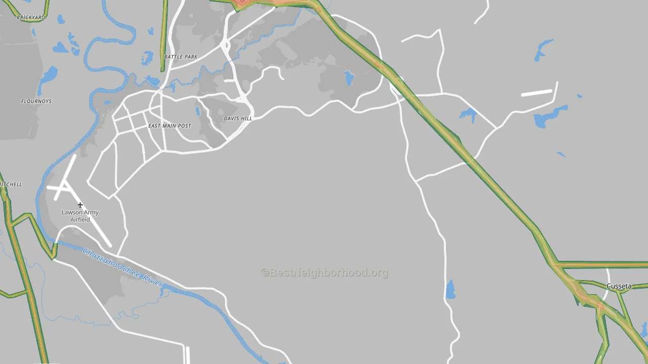 Cusseta, GA Map of Noise Levels in Cusseta
