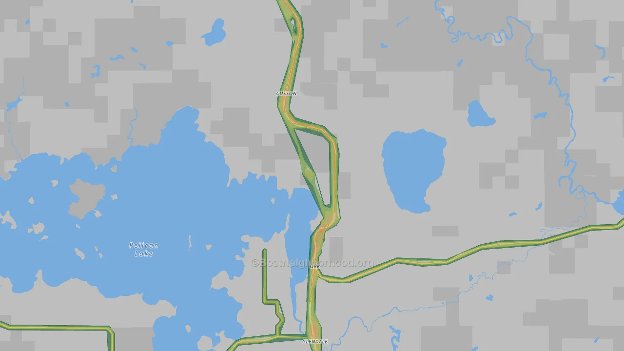 Cusson, MN Map of Noise Levels in Cusson