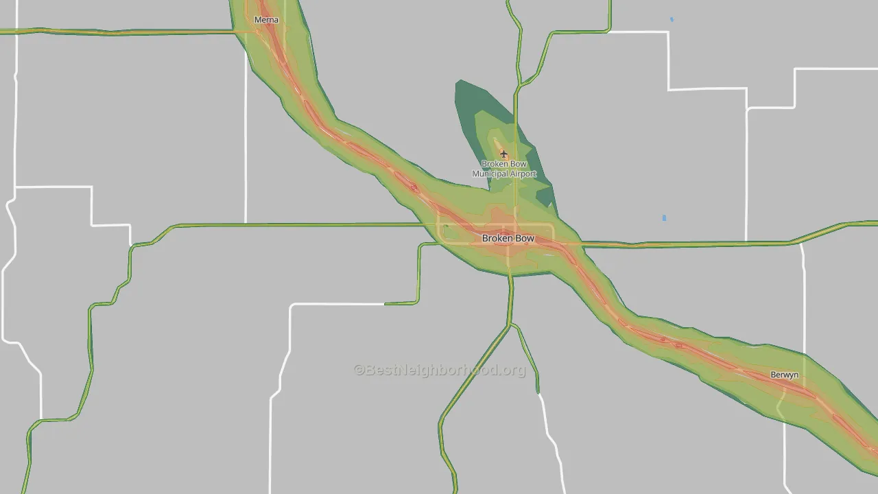 Custer County, NE Map of Noise Levels in Custer County