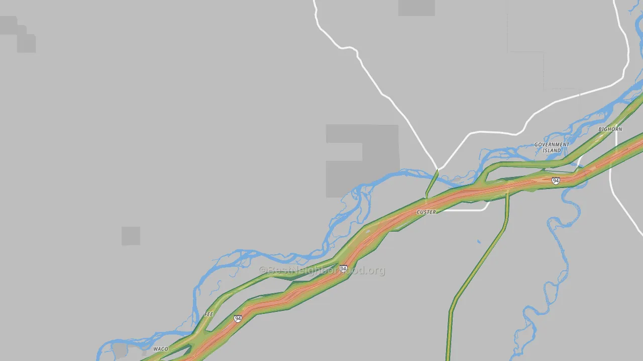 Custer, MT Map of Noise Levels in Custer