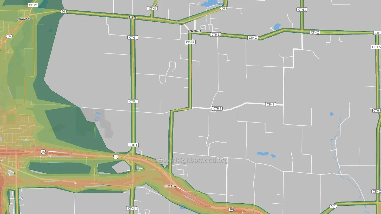 Custer, WI Map of Noise Levels in Custer