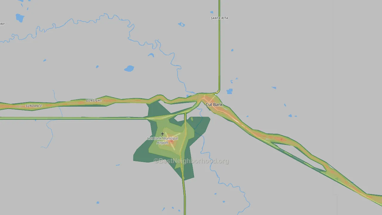 Cut Bank, MT Map of Noise Levels in Cut Bank