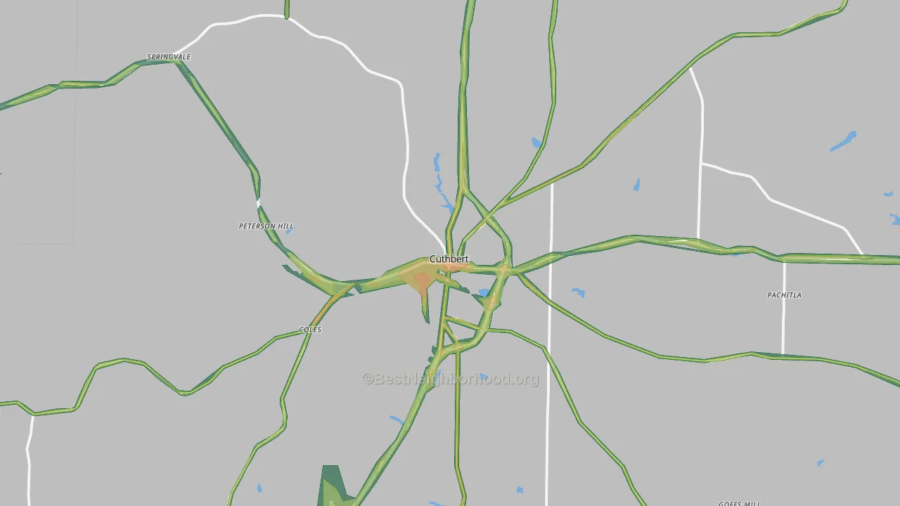 Cuthbert, GA Map of Noise Levels in Cuthbert