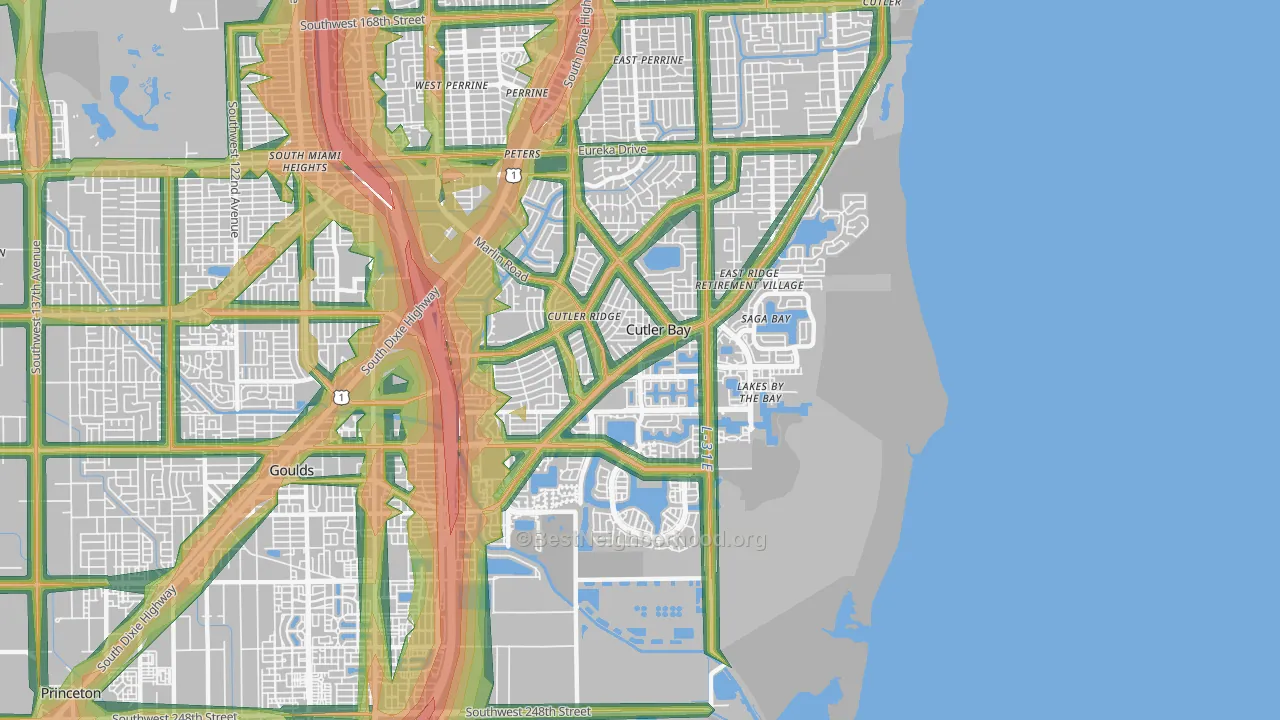 Cutler Bay, FL Map of Noise Levels in Cutler Bay