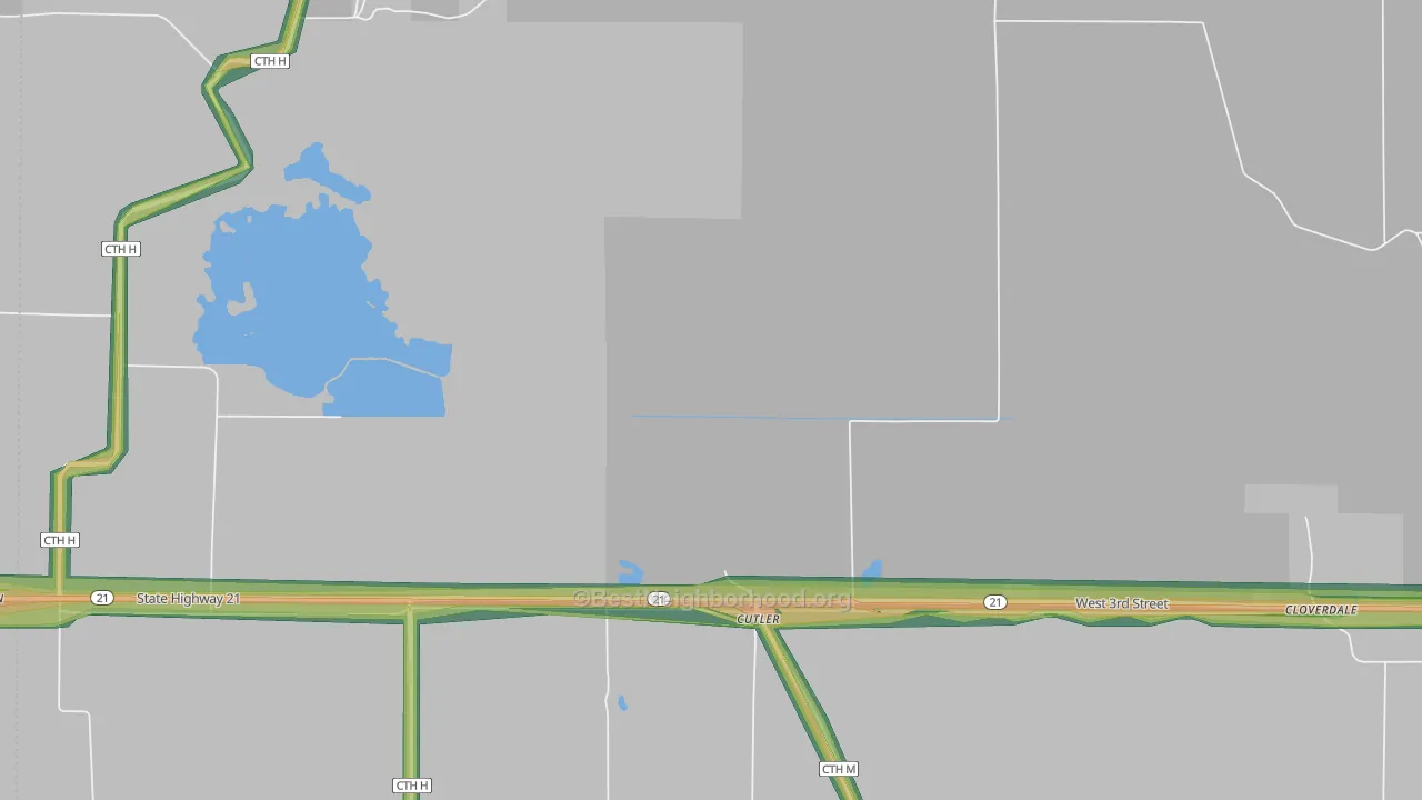 Cutler, WI Map of Noise Levels in Cutler