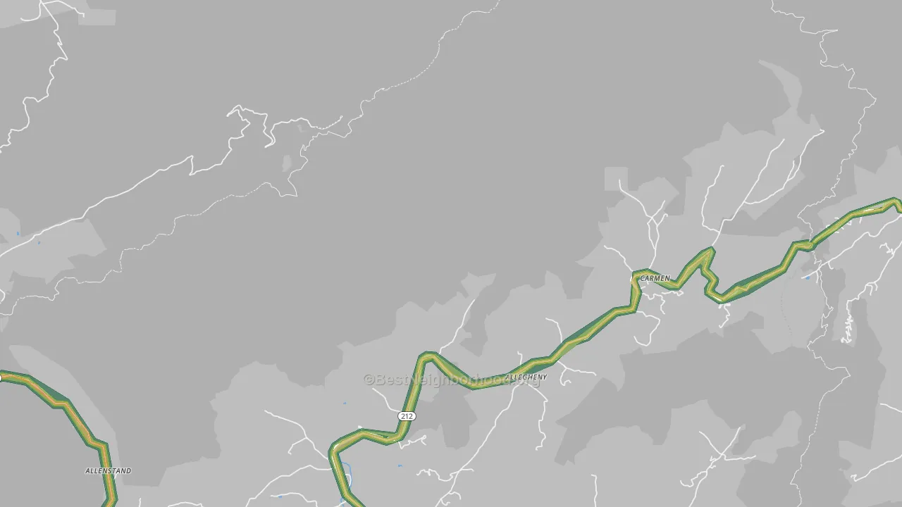 Cutshalltown, NC Map of Noise Levels in Cutshalltown